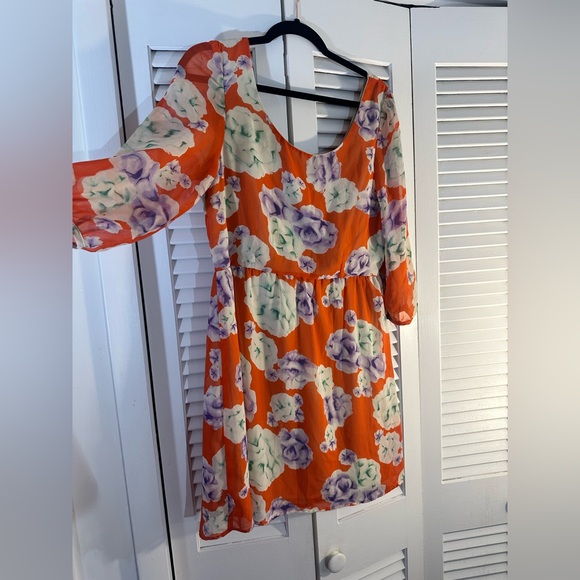 Peaches And Cream Dresses & Skirts - Vibrant Orange Floral Midi Dress